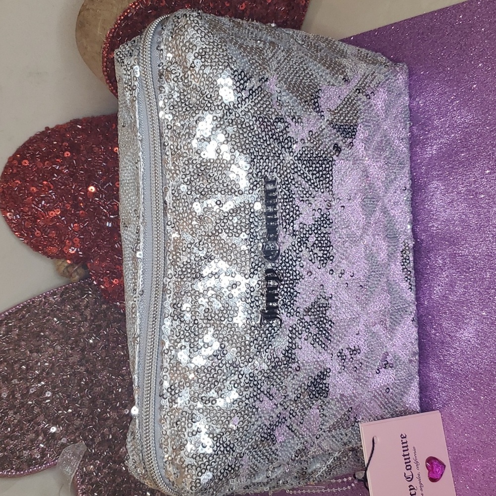 Juicy Couture 💖NWT💖 Silver Sequins Cosmetic Bag!💖💖💖 - Picture 12 of 13
